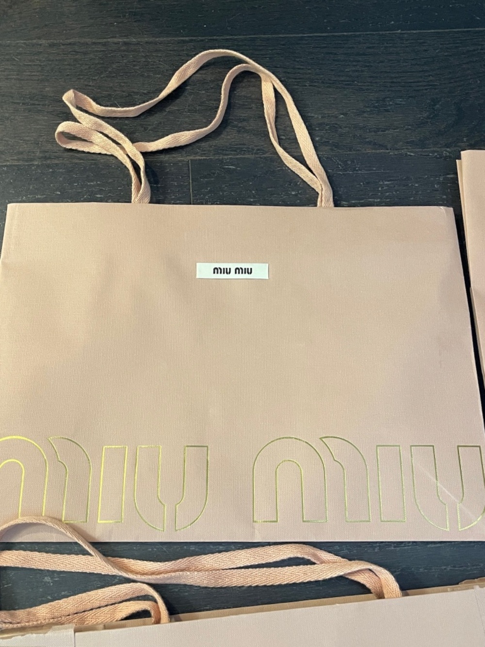 Lot of 4 Miu Miu pink empty shopping bags with ribbon cards and tag - Picture 7 of 11
